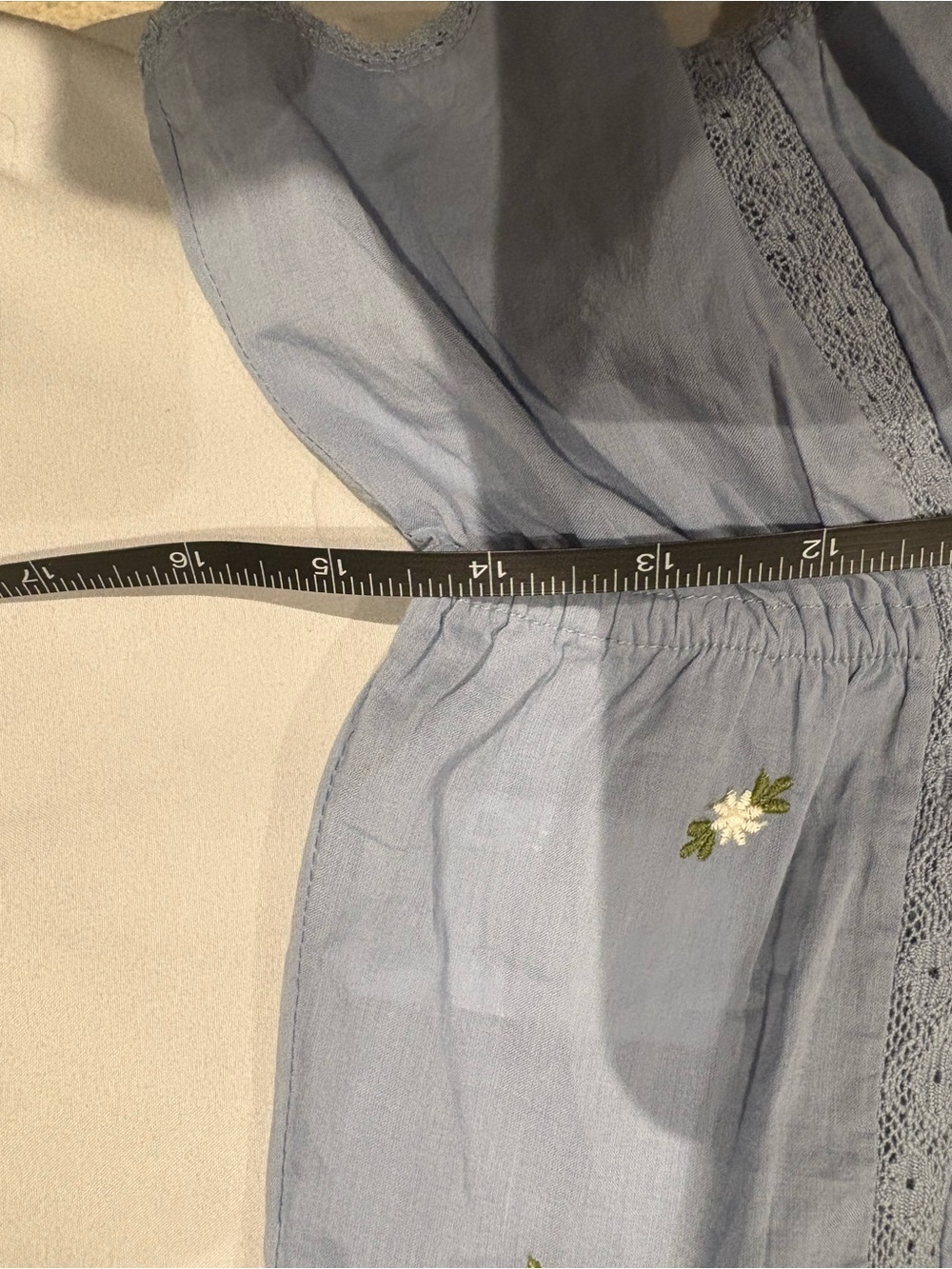 Sezane Blue Embroidered Cotton Blouse - Picture 8 of 9